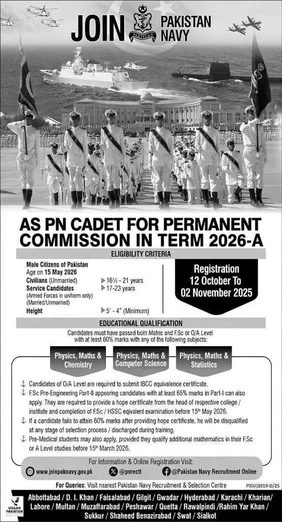 Join Pakistan Navy PN Cadet 2025-B Advertisement
